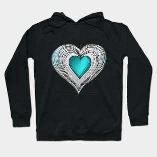 Abstract Turquoise Heart Design No. 702 Hoodie